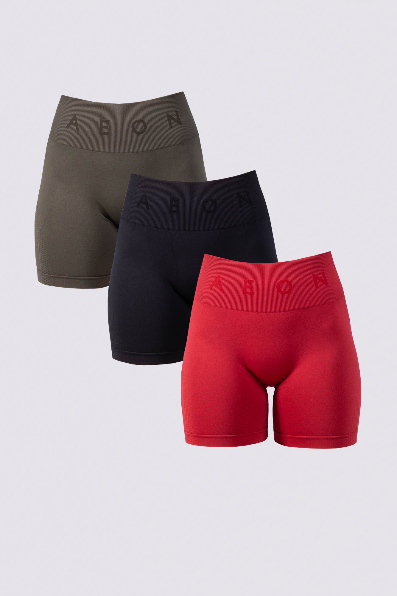 ELEVATE BEZEŠVÉ ŠORTKY SADA - BLACK & OLIVE & STRAWBERRY (3-KUSY)