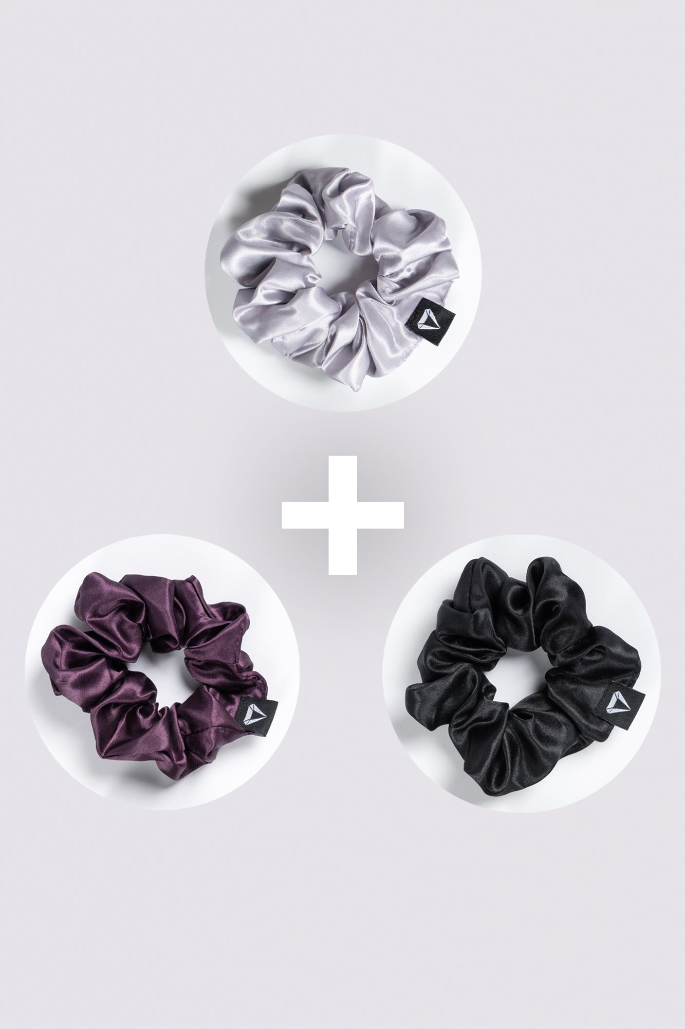 ESSENTIALS SCRUNCHIE - BLACK & BURGUNDY & STONE (3 - PIECE) - Aeon Athletics