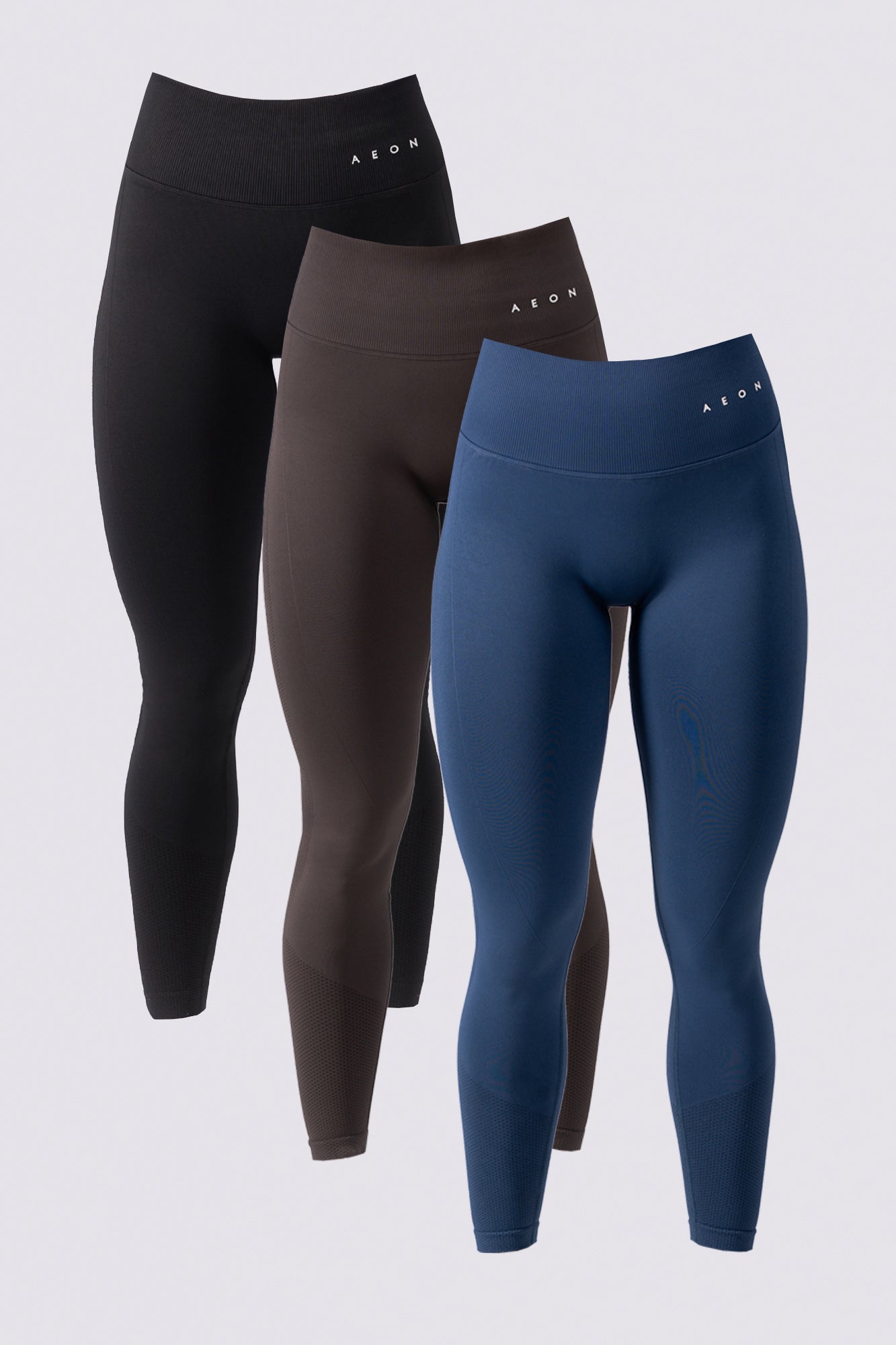 MOTION LEGGINGS BUNDLE - BLACK & DEEP TAUPE & NAVY BLUE - Aeon Athletics