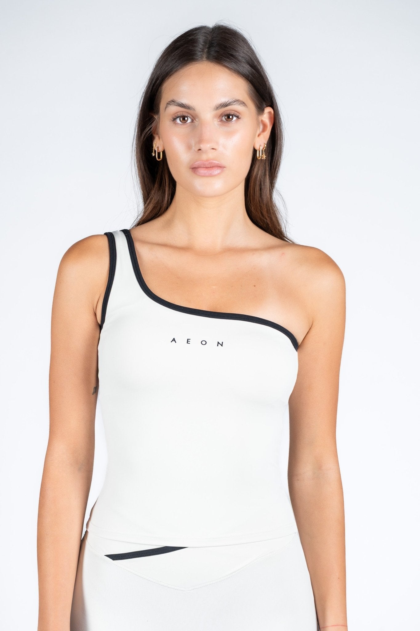SECOND SKIN CONTRAST ONE SHOULDER TOP - Aeon Athletics